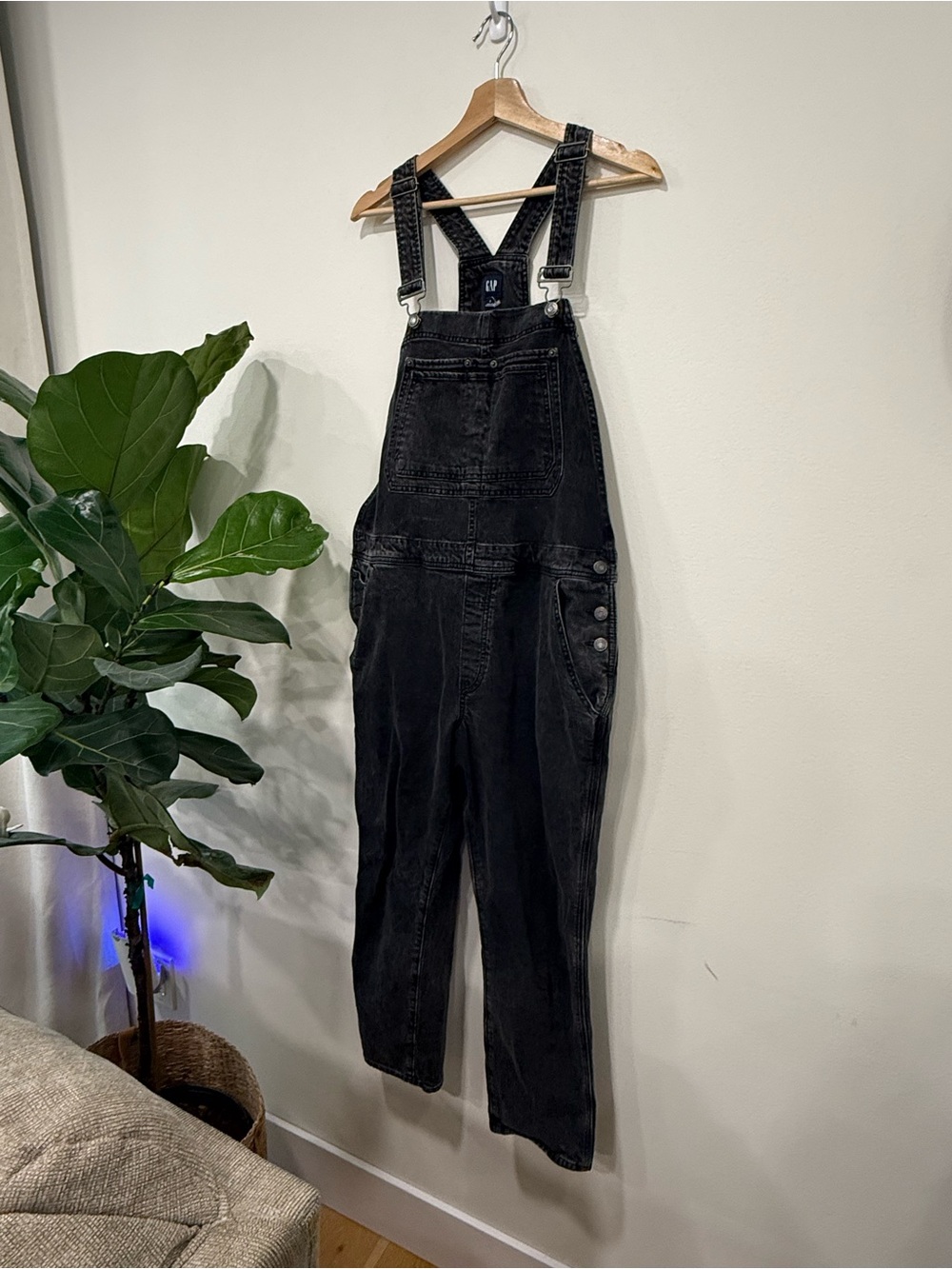 GAP Washed Black Denim Overalls